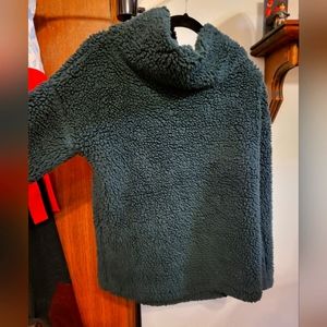Green Sherpa Cowl Neck Pullover